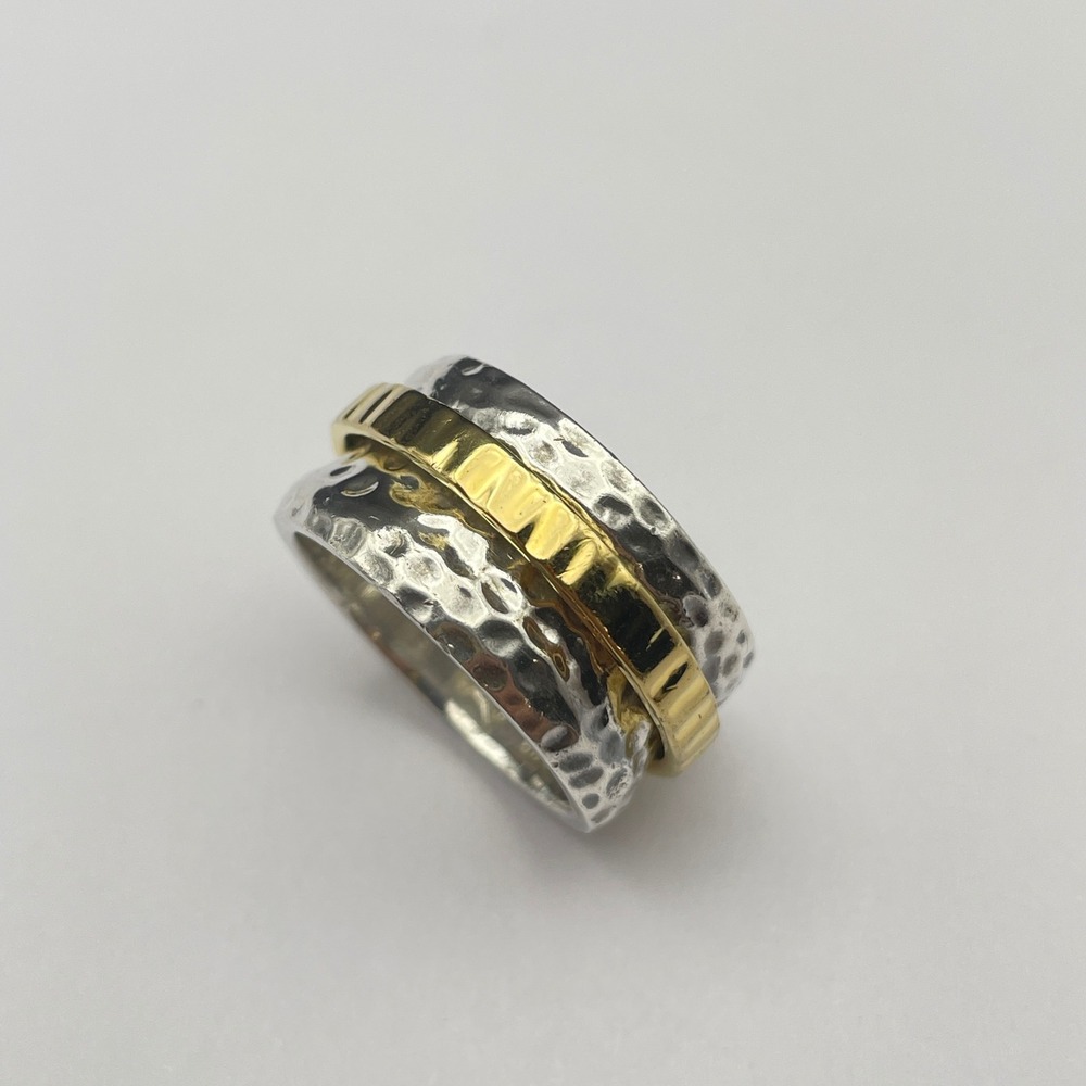 ❗️FINAL SALE❗️ R1476 Silpada‎ Spinner Ring 8.5 Hammered Sterling Silver 14K GP